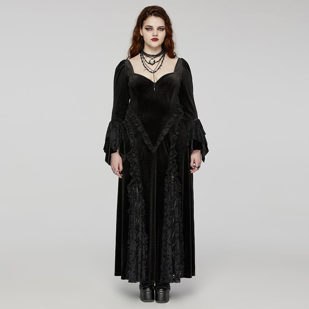Obsidian Court Embossed Velvet Gown