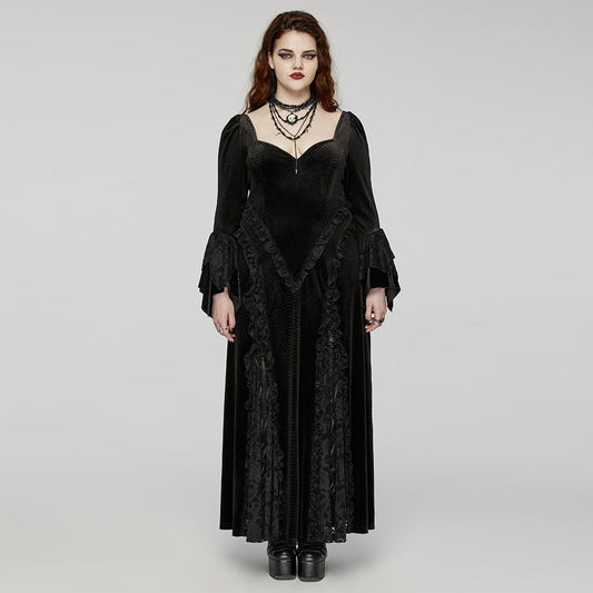 Obsidian Court Embossed Velvet Gown