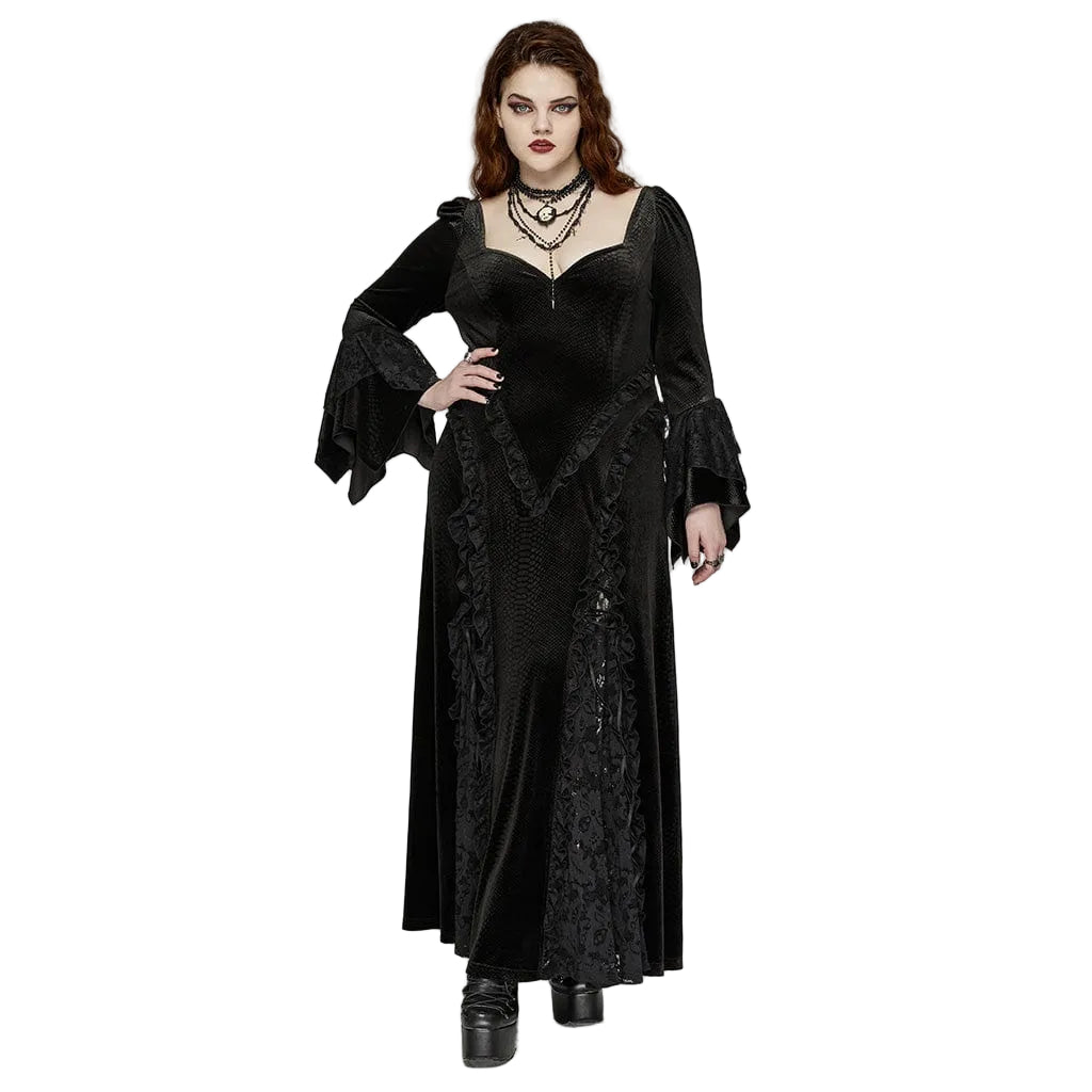 Obsidian Court Embossed Velvet Gown