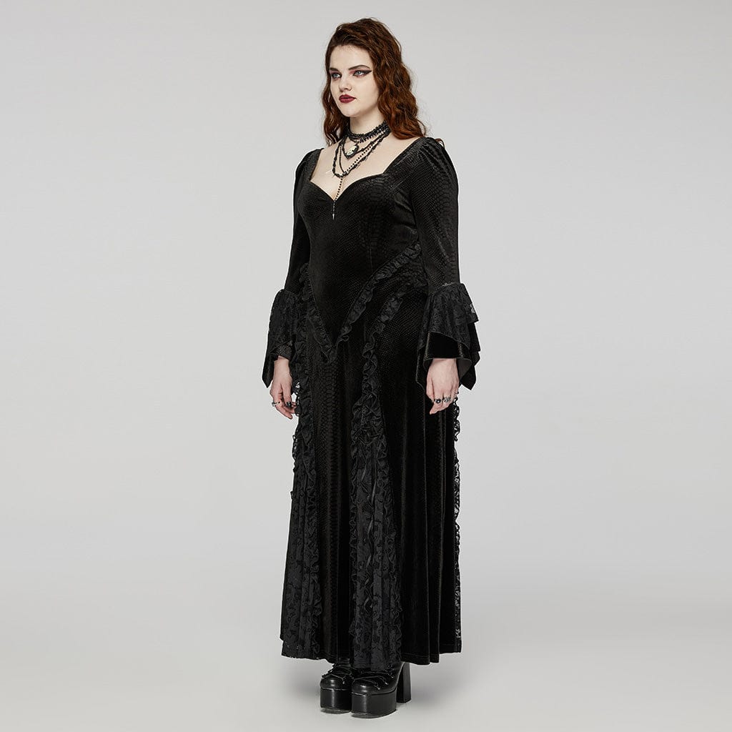 Obsidian Court Embossed Velvet Gown