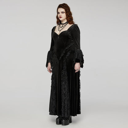 Obsidian Court Embossed Velvet Gown