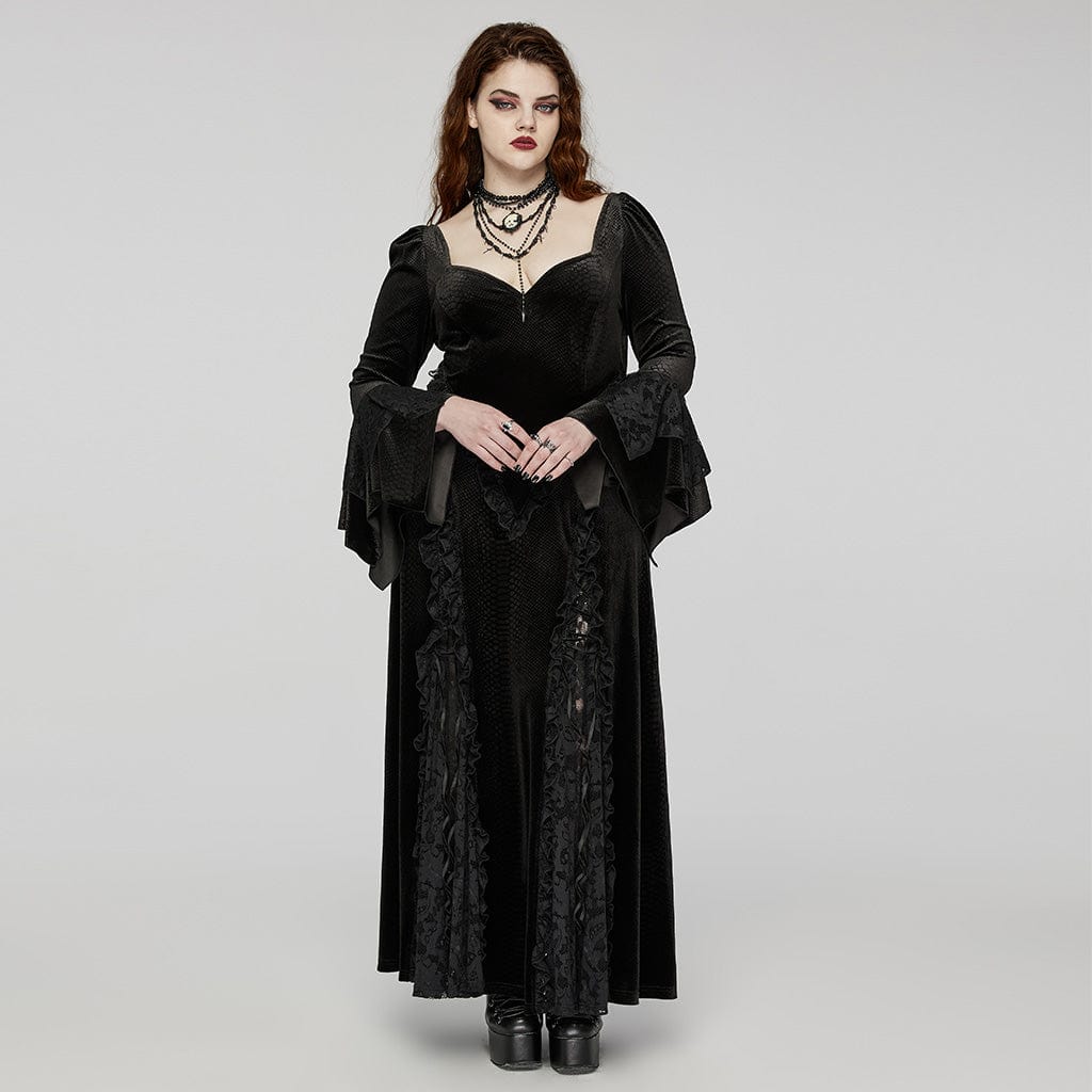 Obsidian Court Embossed Velvet Gown