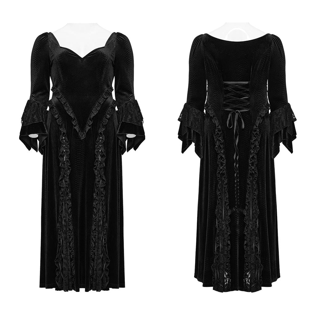 Obsidian Court Embossed Velvet Gown