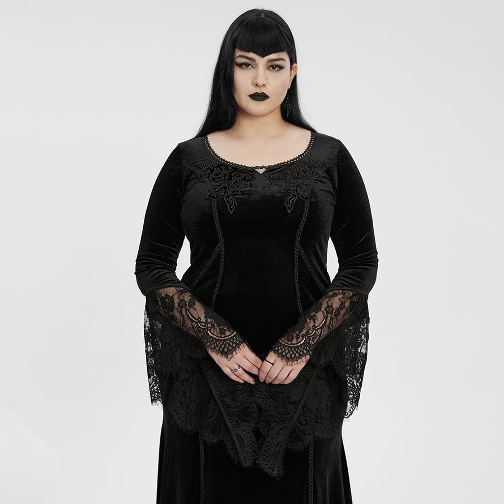Midnight Herbarium Embroidered Velvet Gown 4