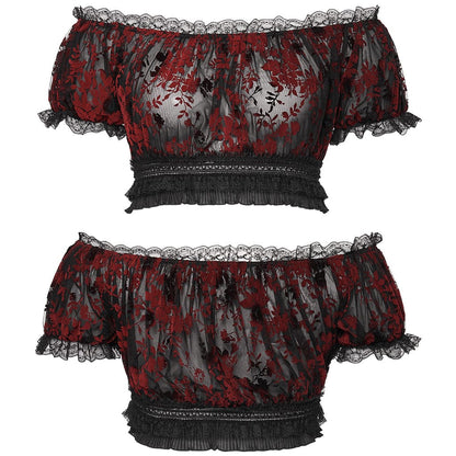 Blood Moon Off-Shoulder Ruffled Mesh Top 5