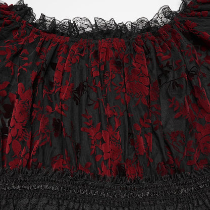 Blood Moon Off-Shoulder Ruffled Mesh Top 8