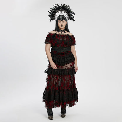 Blood Moon Off-Shoulder Ruffled Mesh Top 4