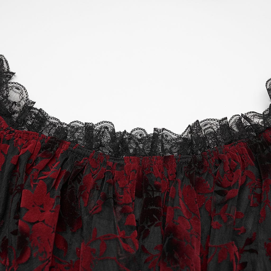 Blood Moon Off-Shoulder Ruffled Mesh Top 6