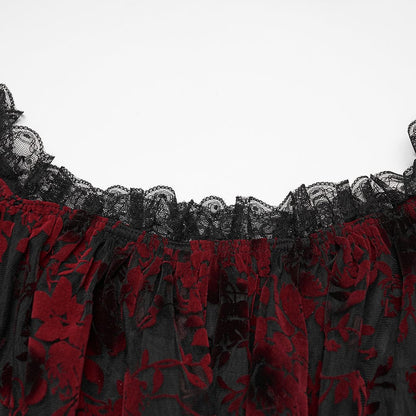 Blood Moon Off-Shoulder Ruffled Mesh Top 6