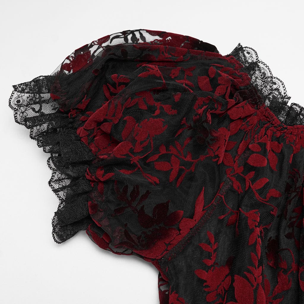 Blood Moon Off-Shoulder Ruffled Mesh Top 7