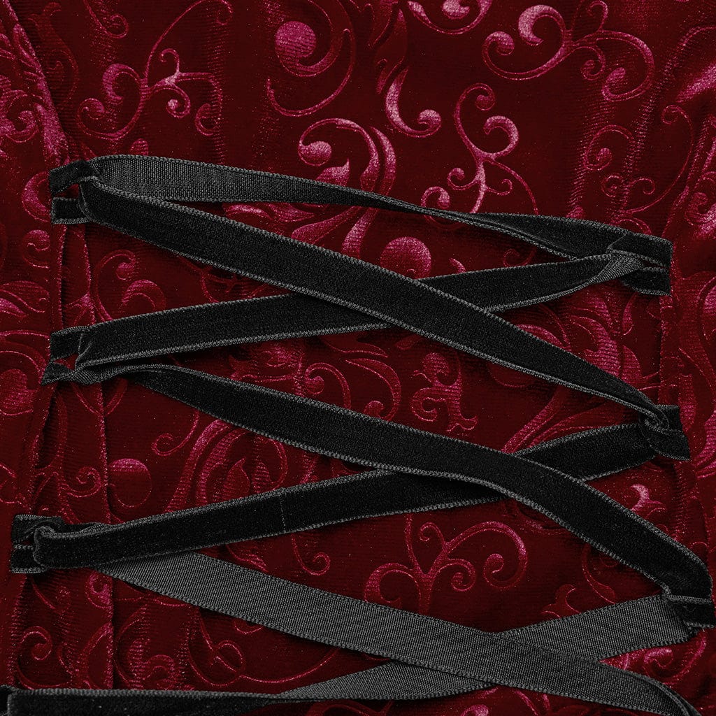 Crimson Velvet Vow Off-Shoulder Gown