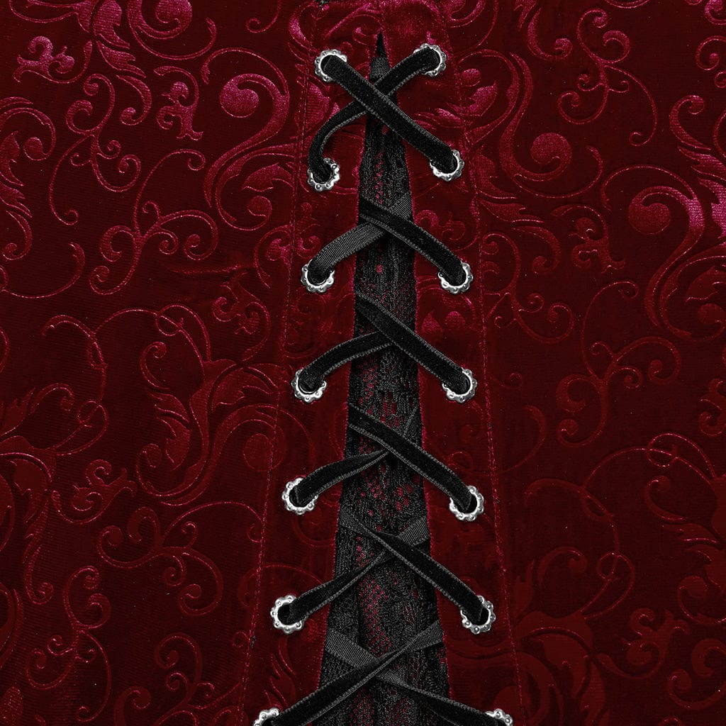 Crimson Velvet Vow Off-Shoulder Gown
