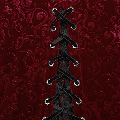Crimson Velvet Vow Off-Shoulder Gown