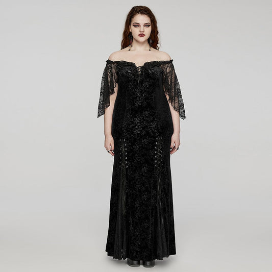 Black Velvet Vow Off-Shoulder Gown