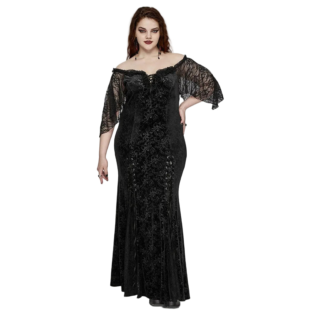 Black Velvet Vow Off-Shoulder Gown