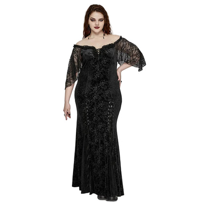 Black Velvet Vow Off-Shoulder Gown