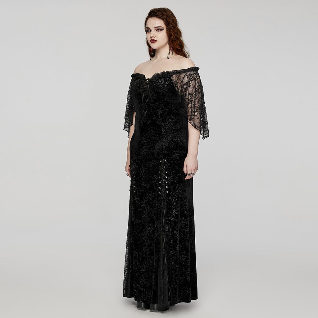 Black Velvet Vow Off-Shoulder Gown