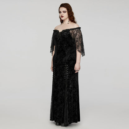 Black Velvet Vow Off-Shoulder Gown