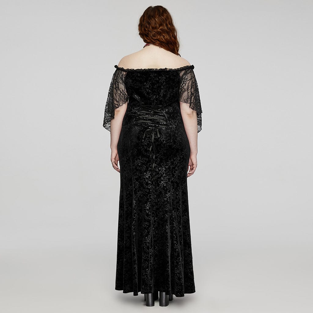 Black Velvet Vow Off-Shoulder Gown