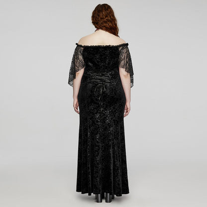 Black Velvet Vow Off-Shoulder Gown