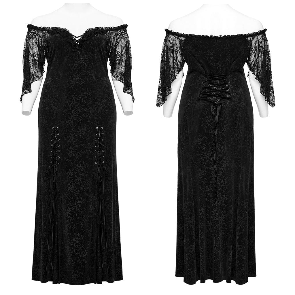 Black Velvet Vow Off-Shoulder Gown
