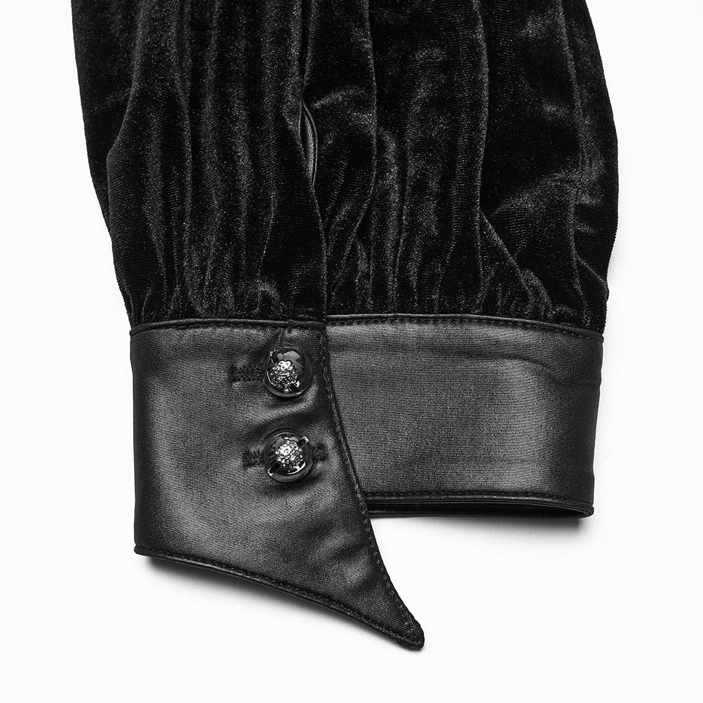 Ombre Crypt Puff-Sleeve Velvet Shirt 7