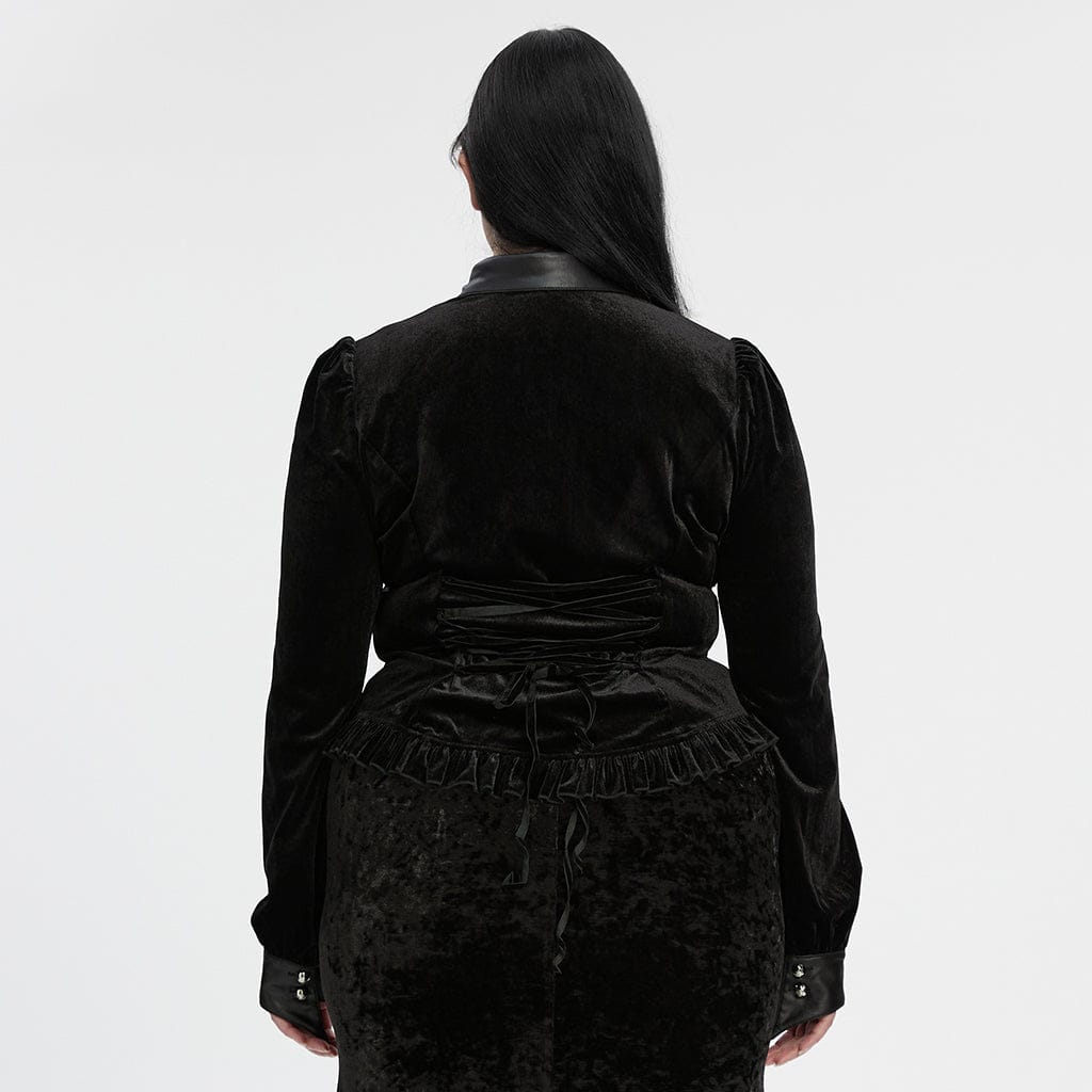 Ombre Crypt Puff-Sleeve Velvet Shirt 3