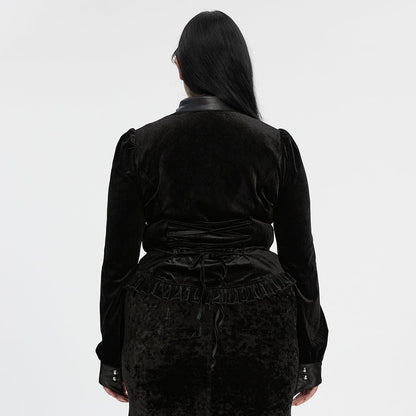 Ombre Crypt Puff-Sleeve Velvet Shirt 3