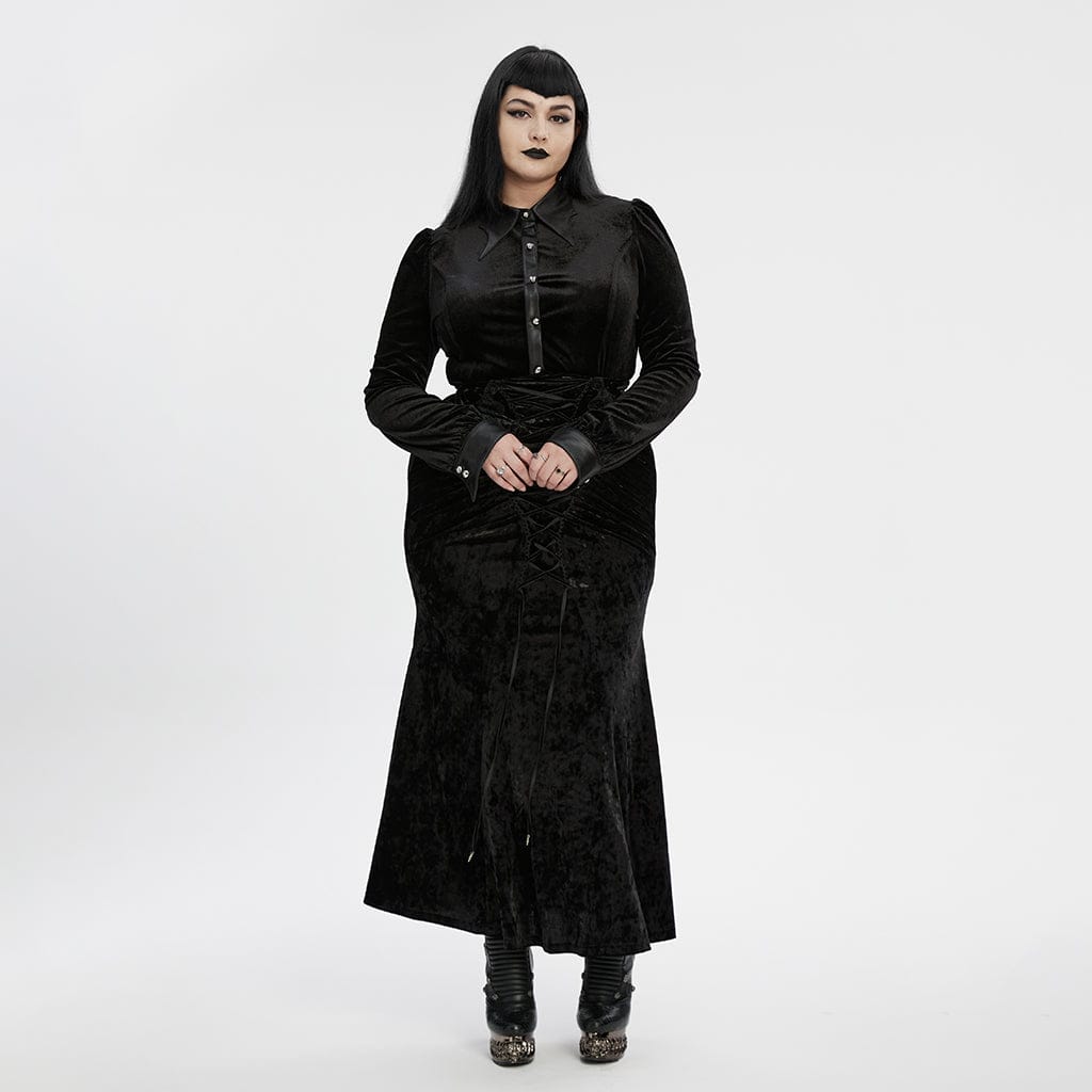 Ombre Crypt Puff-Sleeve Velvet Shirt 4