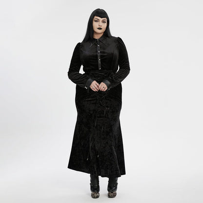 Ombre Crypt Puff-Sleeve Velvet Shirt 4