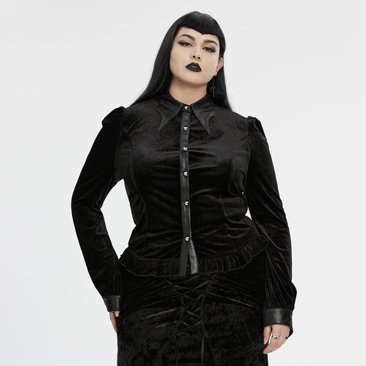 Ombre Crypt Puff-Sleeve Velvet Shirt 2