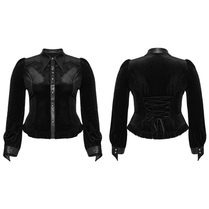 Ombre Crypt Puff-Sleeve Velvet Shirt 5