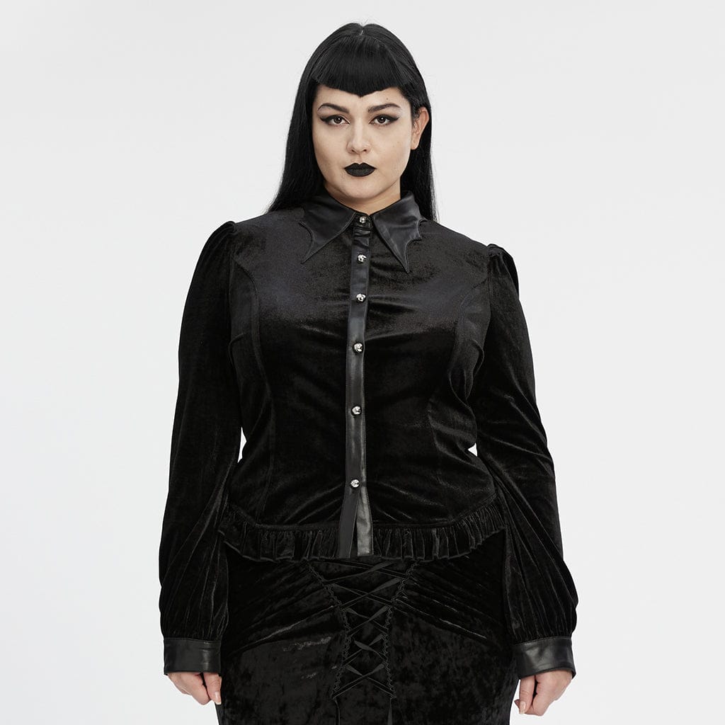 Ombre Crypt Puff-Sleeve Velvet Shirt 1