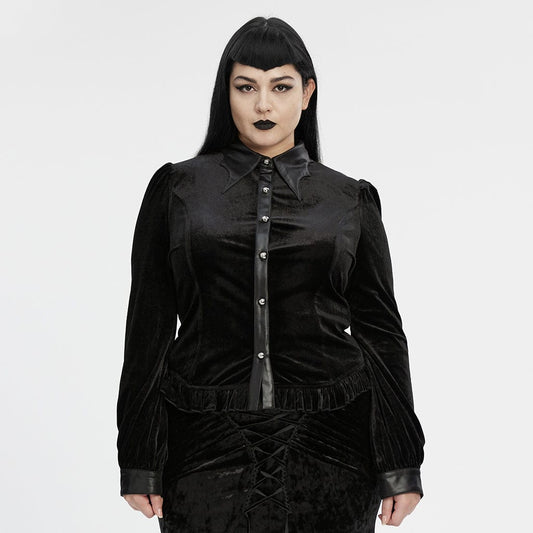 Ombre Crypt Puff-Sleeve Velvet Shirt 1