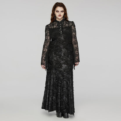 Thorned Chapel Collared Lace Gown