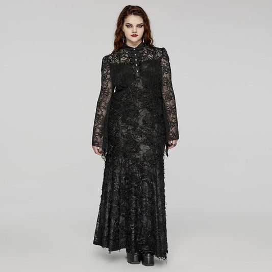 Thorned Chapel Collared Lace Gown