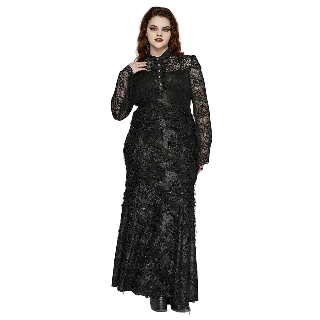 Thorned Chapel Collared Lace Gown