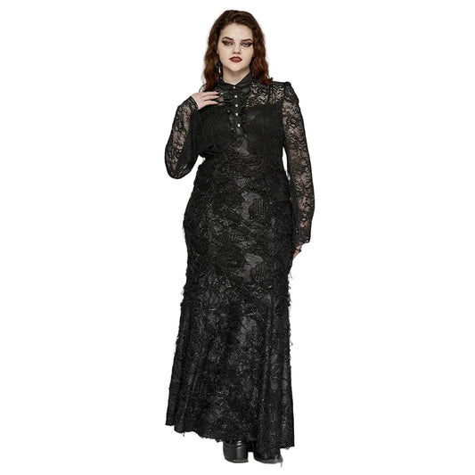 Thorned Chapel Collared Lace Gown