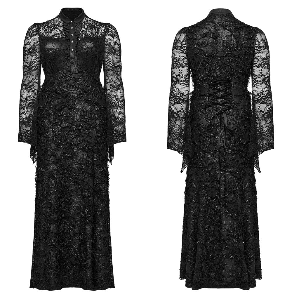 Thorned Chapel Collared Lace Gown