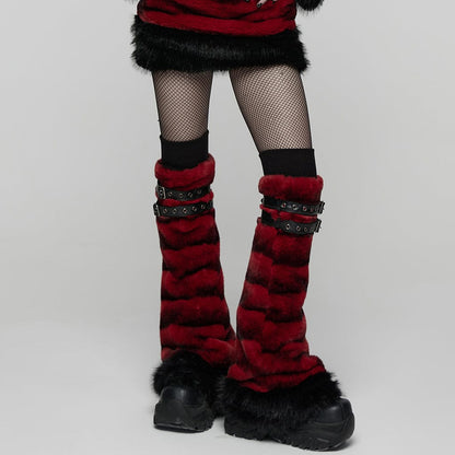 Blood Moon Buckled Fur Leg Warmers - image 3
