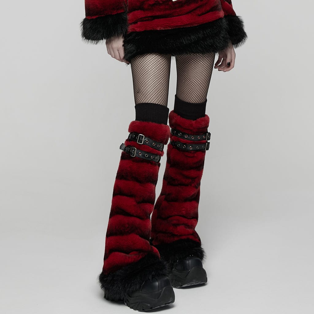 Blood Moon Buckled Fur Leg Warmers - image 2