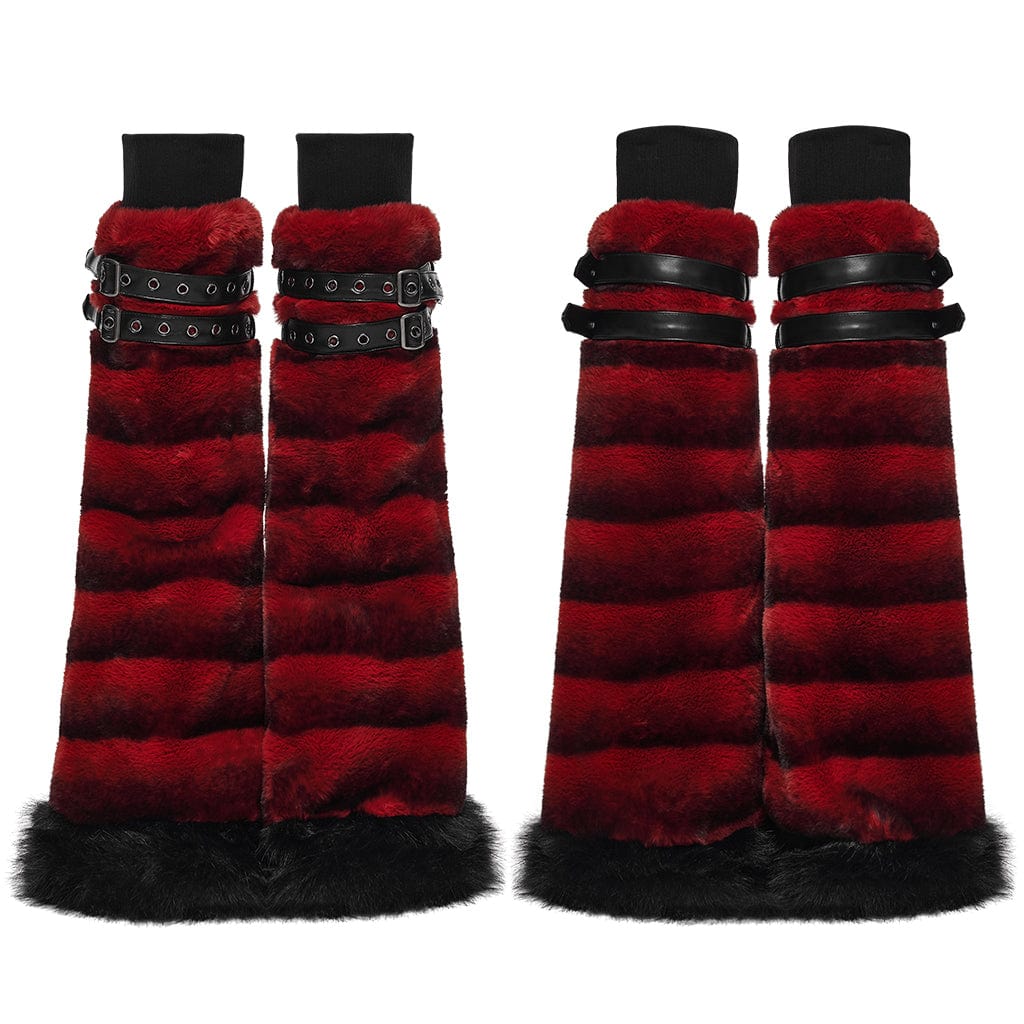 Blood Moon Buckled Fur Leg Warmers - image 5