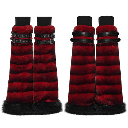 Blood Moon Buckled Fur Leg Warmers - image 5