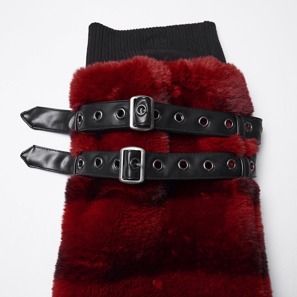 Blood Moon Buckled Fur Leg Warmers - image 7