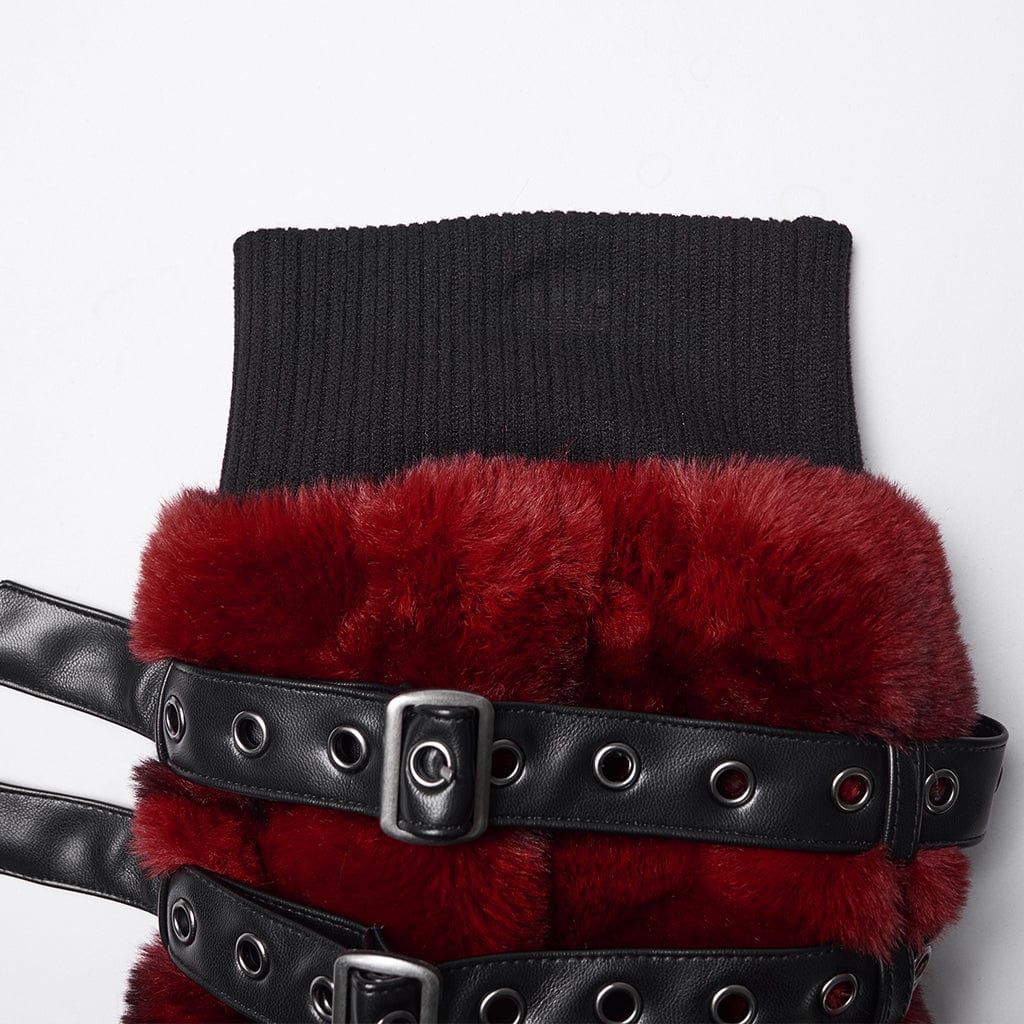 Blood Moon Buckled Fur Leg Warmers - image 6