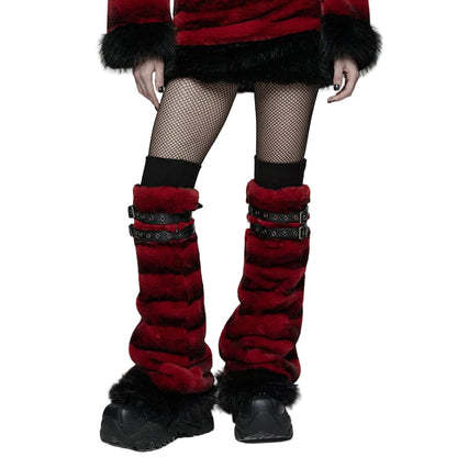 Blood Moon Buckled Fur Leg Warmers - image 1