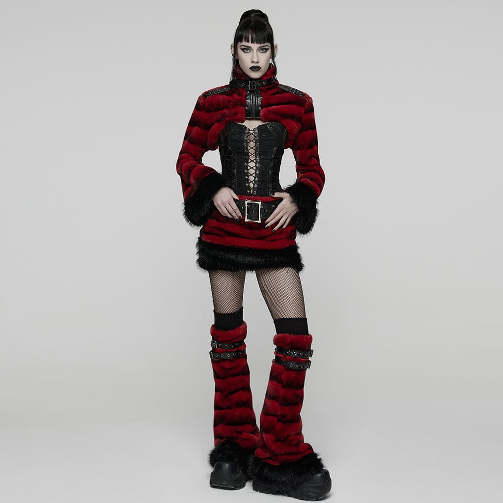 Blood Moon Buckled Fur Leg Warmers - image 4