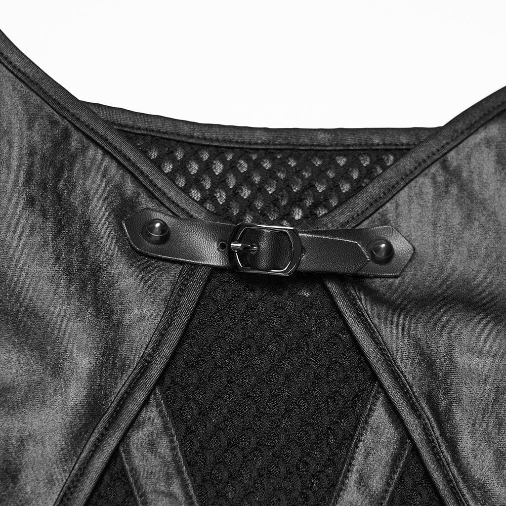 Black Static Patchwork Mesh Bustier detail view 6
