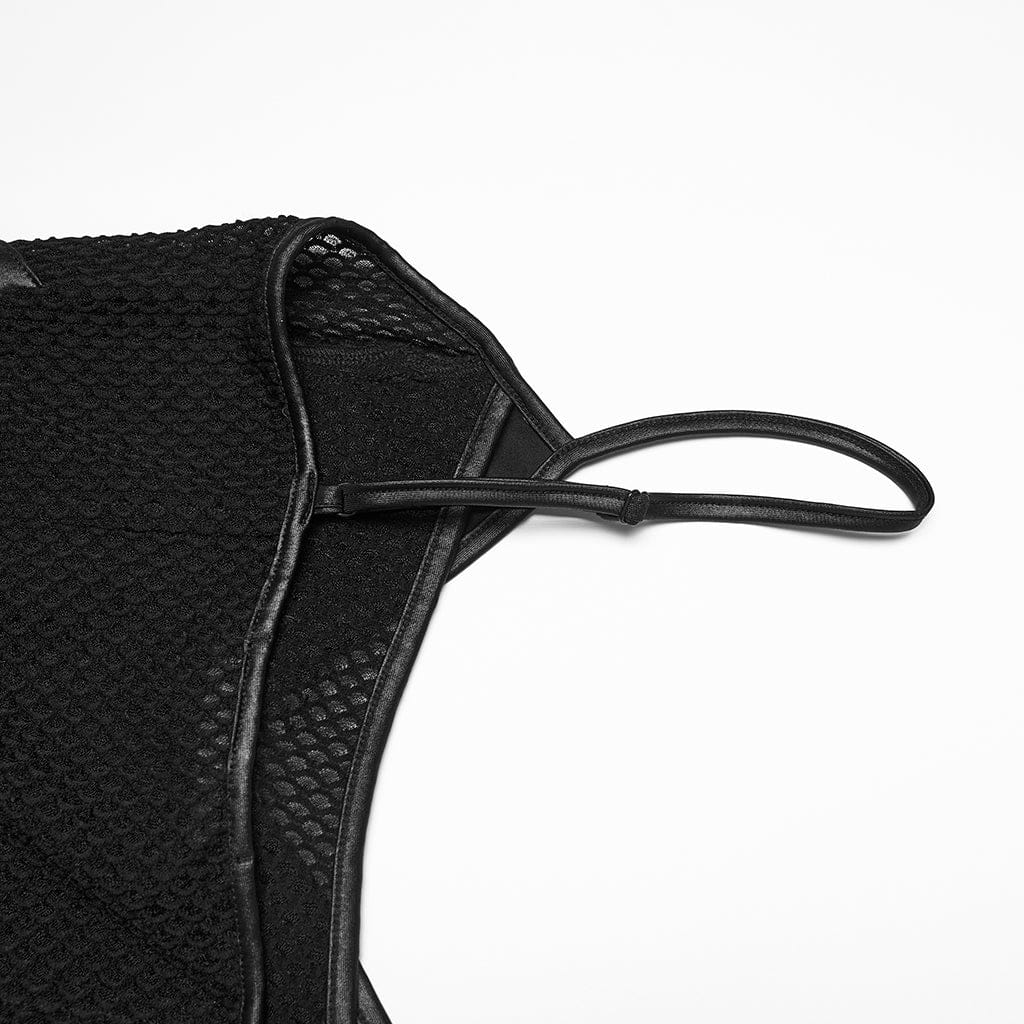 Black Static Patchwork Mesh Bustier detail view 8