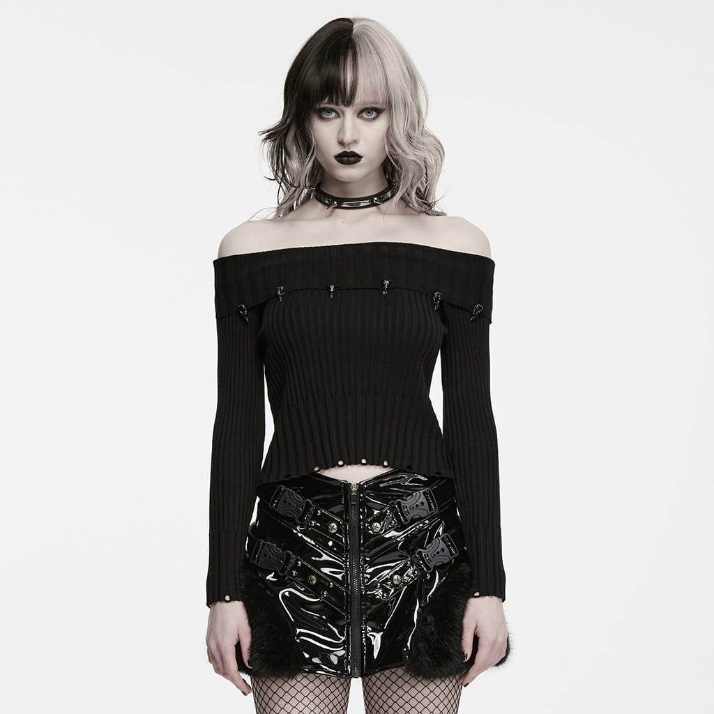 Raven Reliquary Off-Shoulder Sweater front view
